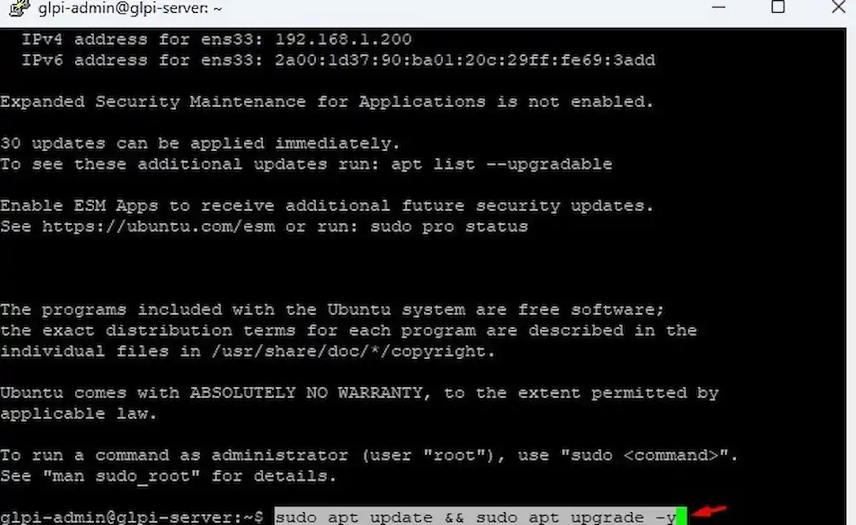 Sistem Kuşu Ubuntu Server rehberi; PuTTY üzerinden bağlanan terminalde sudo apt update ve sudo apt upgrade -y komutlarının yürütülmesi.